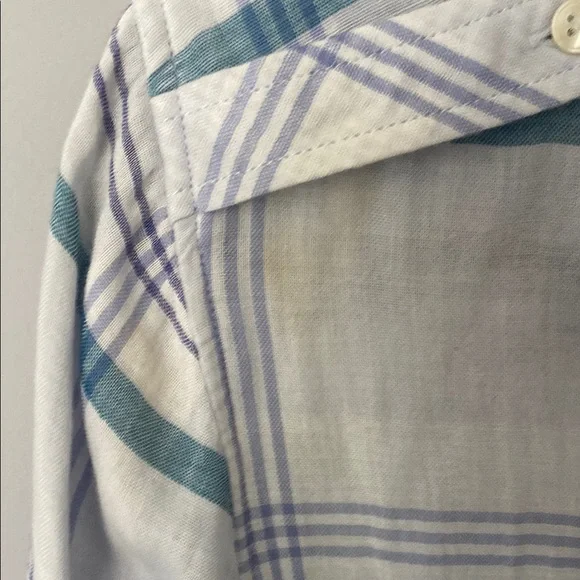 Express Teal and White Plaid Shirt - Picture 12 of 13
